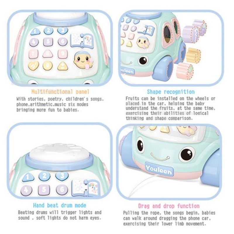 Jucarii, Copii si Bebe - Jucarii si jocuri - Vehicule si jucarii cu telecomanda - Masinute - Masinuta educativa cu telefon, forme, toba pentru bebe - Infinity.ro