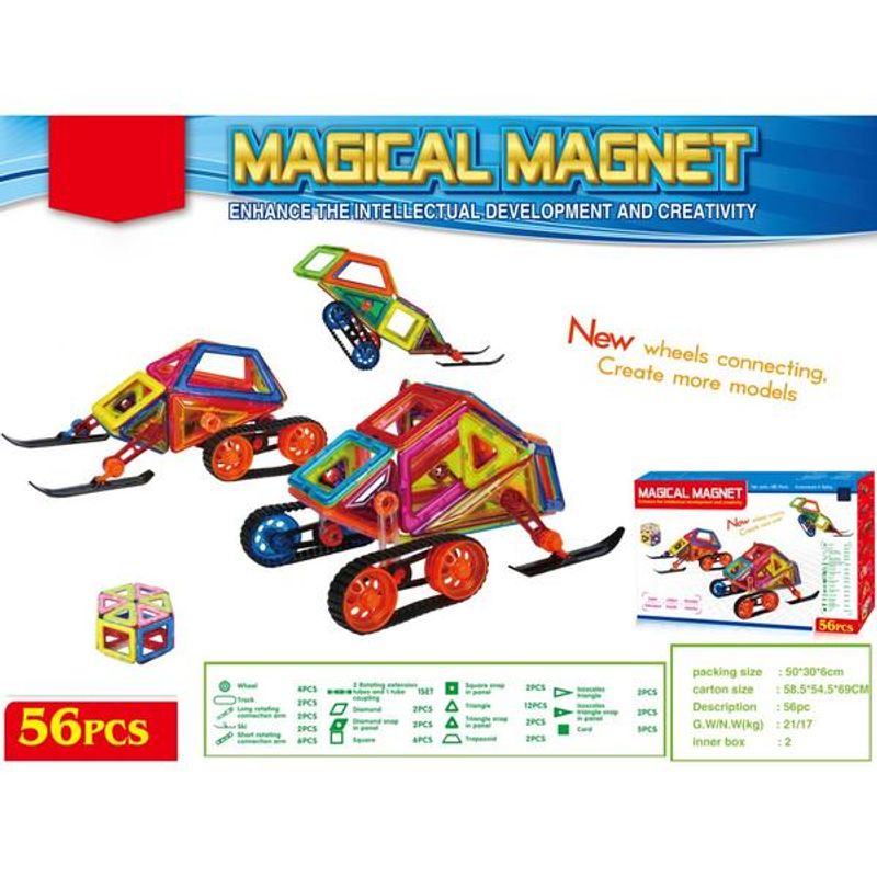 Jucarii, Copii si Bebe - Jucarii si jocuri - Seturi de constructie si cuburi - Seturi de constructie - Joc de constructie magnetic - 56 piese - Infinity.ro
