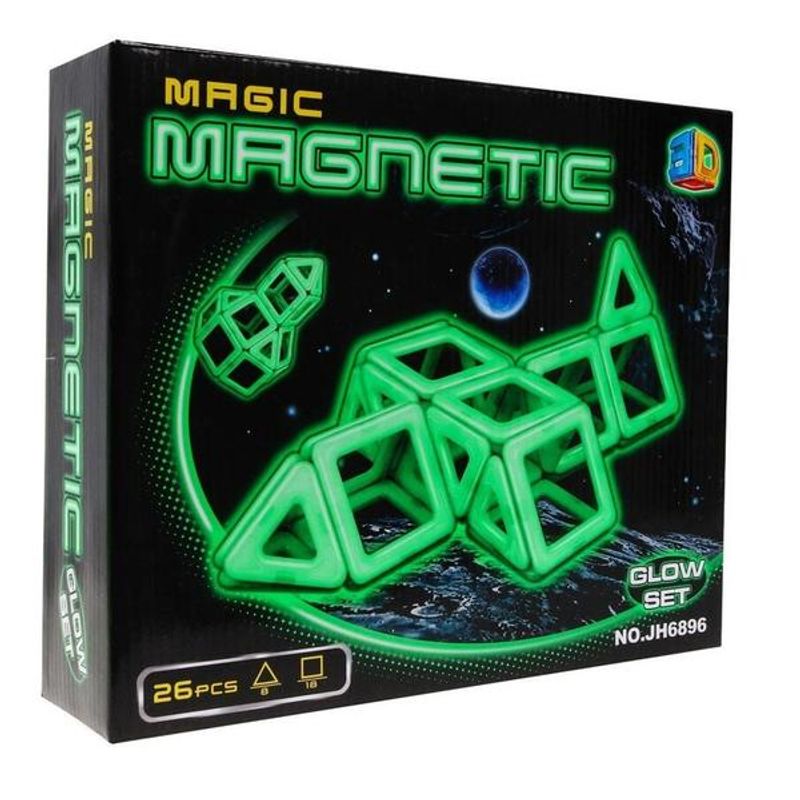Jucarii, Copii si Bebe - Jucarii si jocuri - Seturi de constructie si cuburi - Seturi de constructie - Set constructie magnetic Magic Glow 26 piese - Infinity.ro