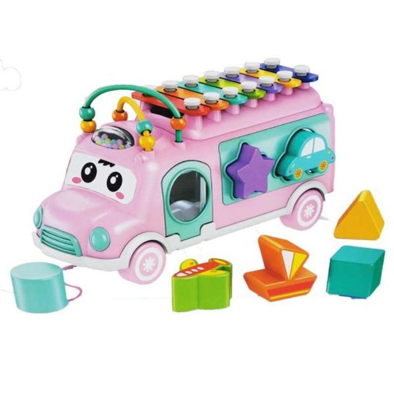 Jucarii, Copii si Bebe - Jucarii si jocuri - Jucarii bebelusi - Jucarii interactive bebelusi - Masinuta Interactiva cu Xilofon si Forme de Sortat-roz - Infinity.ro