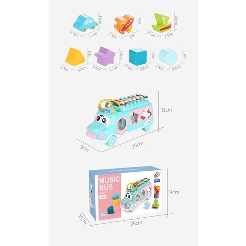 Jucarii, Copii si Bebe - Jucarii si jocuri - Jucarii bebelusi - Jucarii interactive bebelusi - Masinuta Interactiva cu Xilofon si Forme de Sortat-bleu - Infinity.ro