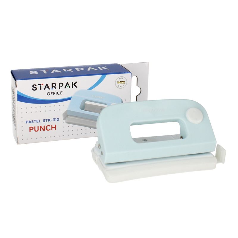 Carti si Birotica - Birotica - Accesorii de birou - Capsatoare si perforatoare - Perforator Hartie Starpak STK-310, 10 coli, Albastru pastel - Infinity.ro