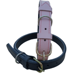 Petshop - Accesorii petshop - Zgarzi, lese si hamuri - Zgarzi - Set 2 zgarzi piele naturala roz si negru 60 x 2.5 cm, circumferinta 37-48 cm - Infinity.ro