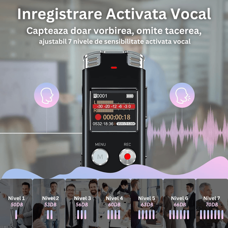 TV, Audio-Video si Foto - Portabile audio - Reportofoane - Reportofon digital cu activare vocala, L357, 16 GB, autonomie 10 ore, redare 35 ore, MP3, anulare a zgomotului - Infinity.ro