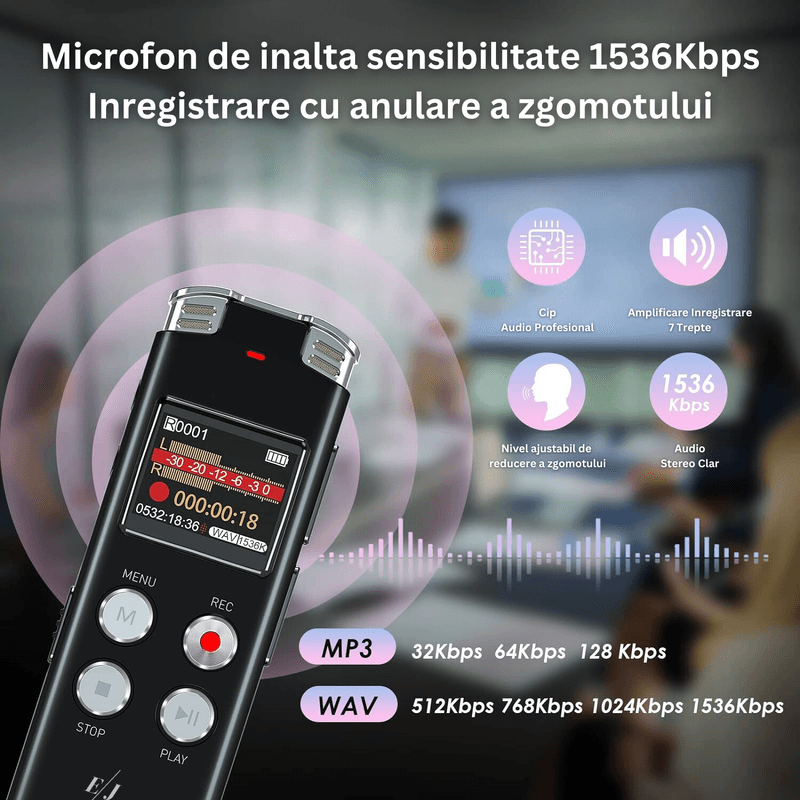 TV, Audio-Video si Foto - Portabile audio - Reportofoane - Reportofon digital cu activare vocala, L357, 16 GB, autonomie 10 ore, redare 35 ore, MP3, anulare a zgomotului - Infinity.ro