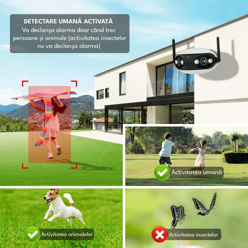 Casa si Gradina - Electrice - Smart Home - Camere de supraveghere - Camera de supraveghere dubla, F2, 4MP, 2K Ultra HD, WiFi + PoE, 5X zoom, comunicare bidirectionala, IP66, senzor miscare - Infinity.ro