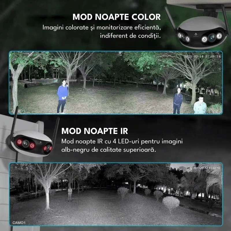 Casa si Gradina - Electrice - Smart Home - Camere de supraveghere - Camera de supraveghere dubla, F2, 4MP, 2K Ultra HD, WiFi + PoE, 5X zoom, comunicare bidirectionala, IP66, senzor miscare - Infinity.ro