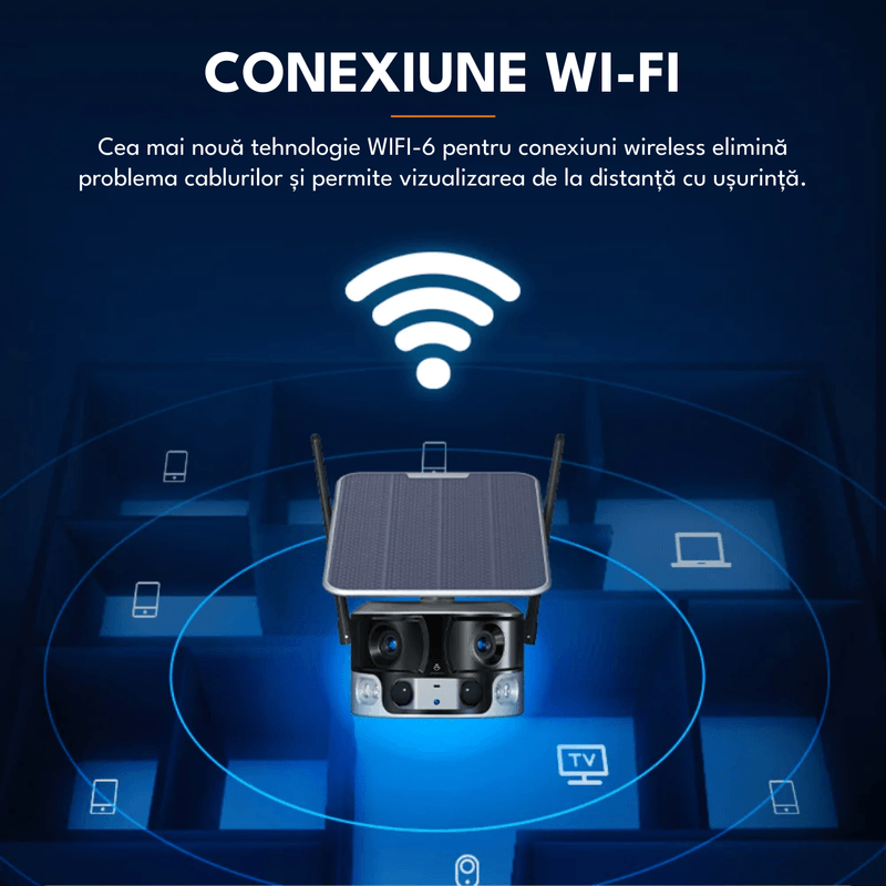 Casa si Gradina - Electrice - Smart Home - Camere de supraveghere - Camera de supraveghere cu incarcare solara, WIFI, 4K, 8MP, detectie umana AI, senzor miscare, viziune nocturna, microfon - Infinity.ro