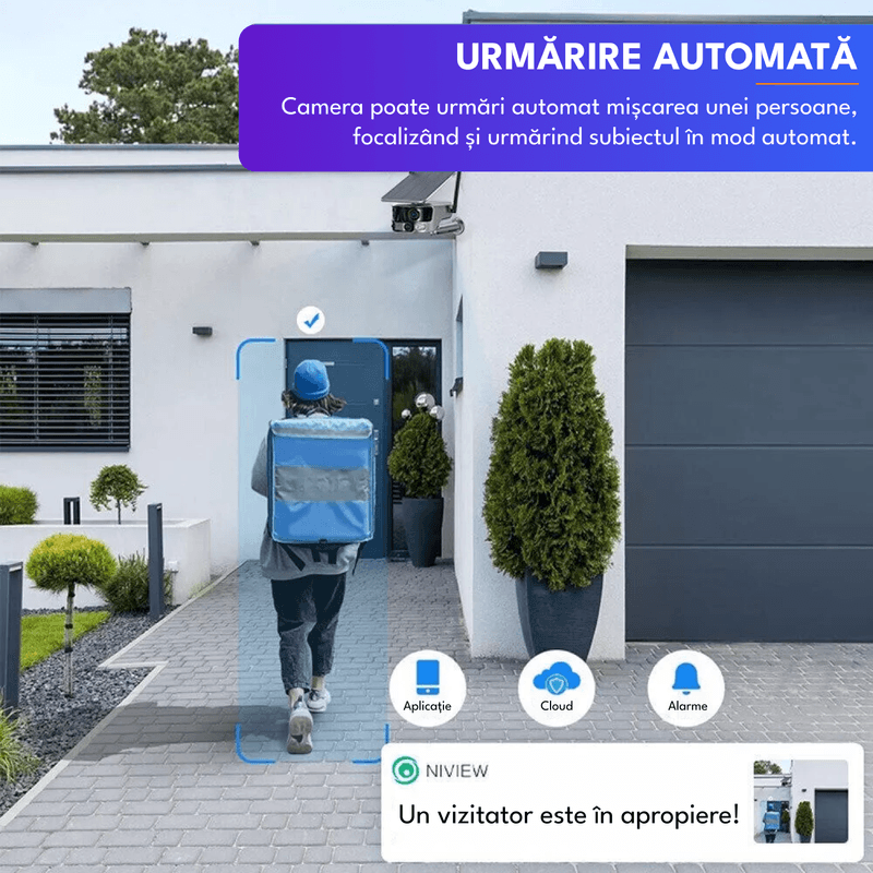Casa si Gradina - Electrice - Smart Home - Camere de supraveghere - Camera de supraveghere cu incarcare solara, WIFI, 4K, 8MP, detectie umana AI, senzor miscare, viziune nocturna, microfon - Infinity.ro