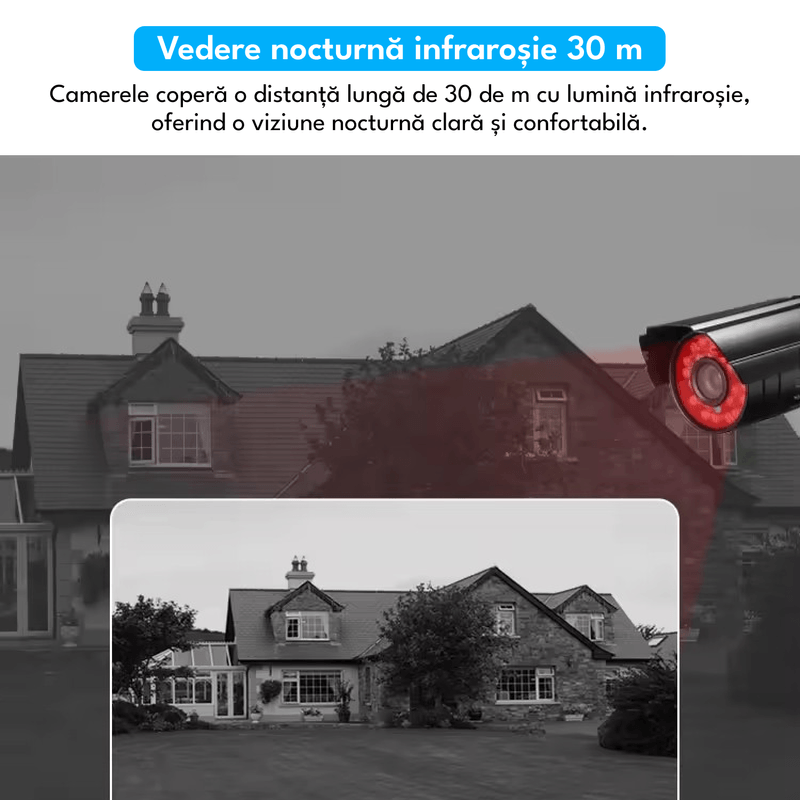 Laptop, Telefoane si Tablete - Wearables si gadgeturi - Gadgeturi - Dispozitive spionaj - Kit supraveghere video exterior, 8 camere, 2MP, vedere nocturna IR, DVR cu 4 canale, Full HD, IP66, detector de miscare - Infinity.ro