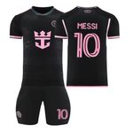 Sport si Outdoor/Echipament Sportiv/Echipamente sport copii/Echipamente complete copii - Echipament sportiv copii Miami Messi Nr.10, Sezonul 2024/2025 Negru 160-170 CM - Infinity.ro