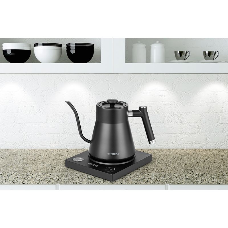 Electronice si Electrocasnice - Electrocasnice bucatarie - Preparare bauturi - Fierbatoare de apa - Fierbator electric ECG Forza 8000 Pour over Nero, 1200 W, 1 litru, otel inoxidabil, negru mat - Infinity.ro