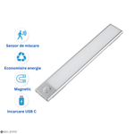 Casa si Gradina - Corpuri si surse de iluminat - Veioze si lampi - Lampi de veghe - Lampa LED Reincarcabila, Senzor Miscare, SELERIS®, 9mm, Oprit/Pornit/Auto, USB-C, Magnetic, Cald 3.000K, 600 mAh, 20 cm - Infinity.ro