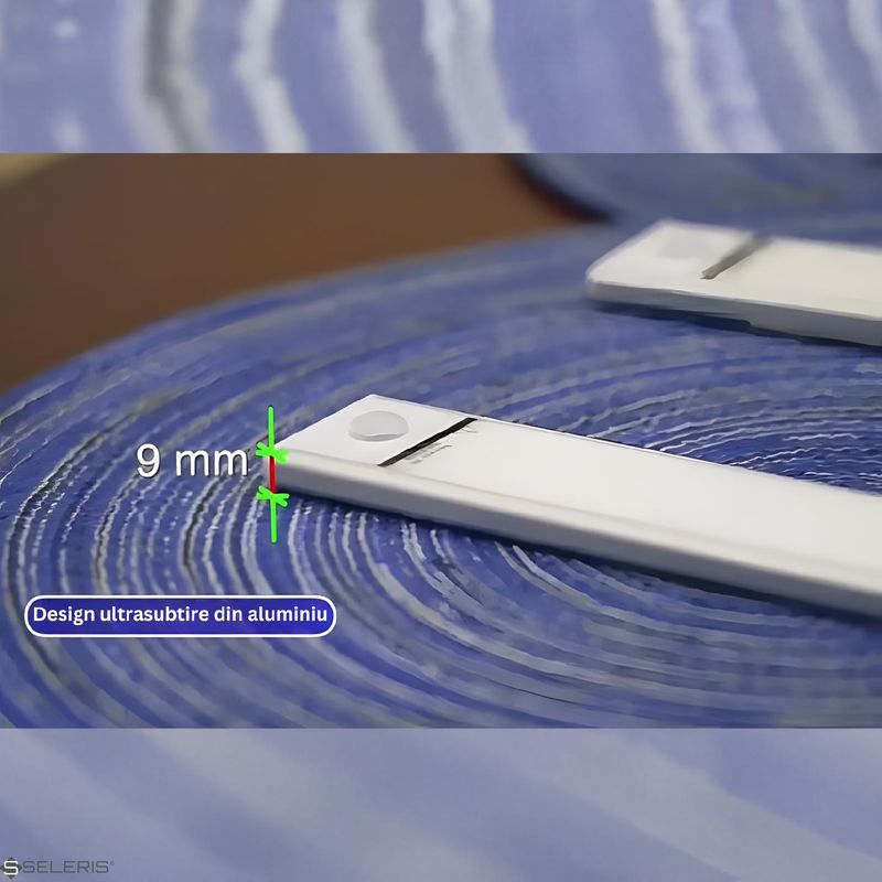 Casa si Gradina - Corpuri si surse de iluminat - Veioze si lampi - Lampi de veghe - Lampa LED Reincarcabila, Senzor Miscare, SELERIS®, 9mm, Oprit/Pornit/Auto, USB-C, Magnetic, Rece 6.500K, 600 mAh, 25cm - Infinity.ro