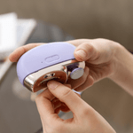 Ingrijire personala si Cosmetice - Manichiura si pedichiura - Unghiere si clesti manichiura & pedichiura - Unghiera electrica 2 in 1, SELERIS®, Lama Curbata, Pila Rotativa 360, Led, Compartiment Resturi, Portabil, USB-C, Violet - Infinity.ro