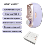Ingrijire personala si Cosmetice - Manichiura si pedichiura - Unghiere si clesti manichiura & pedichiura - Unghiera electrica 2 in 1, SELERIS®, Lama Curbata, Pila Rotativa 360, Led, Compartiment Resturi, Portabil, USB-C, Violet - Infinity.ro
