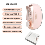 Ingrijire personala si Cosmetice - Manichiura si pedichiura - Unghiere si clesti manichiura & pedichiura - Unghiera electrica 2 in 1, SELERIS®, Lama Curbata, Pila Rotativa 360, Led, Compartiment Resturi, Portabila, USB-C, Roz - Infinity.ro