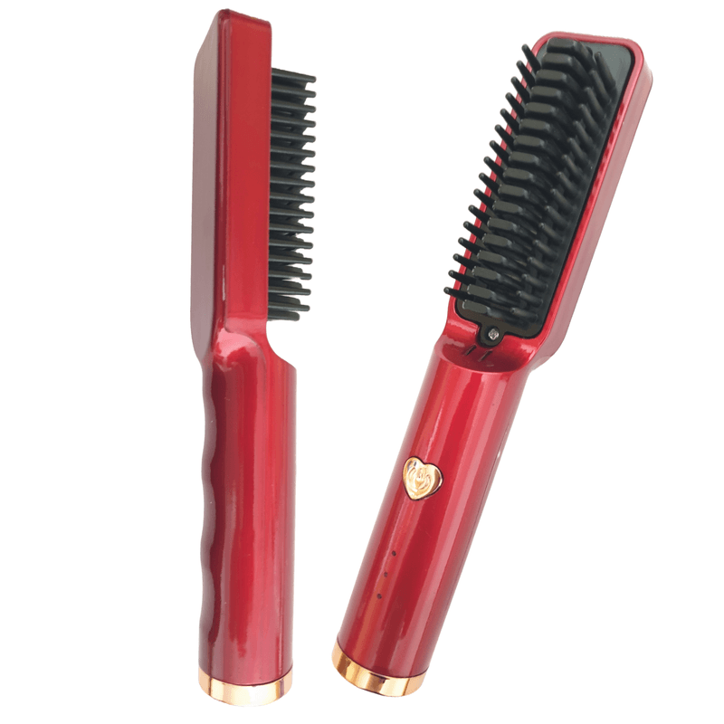 Ingrijire personala si Cosmetice - Aparate & accesorii ingrijire personala - Hair styling - Perii de par electrice - Perie Electrica Wireless Fara Fir, SELERIS®, 160 / 170 / 190° C, 2600 mAh, USB-C, Portabila, Umed si Uscat, Rosu - Infinity.ro