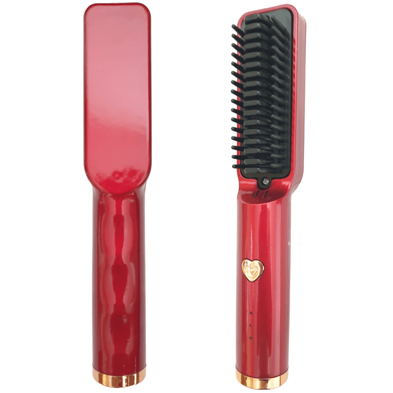 Ingrijire personala si Cosmetice - Aparate & accesorii ingrijire personala - Hair styling - Perii de par electrice - Perie Electrica Wireless Fara Fir, SELERIS®, 160 / 170 / 190° C, 2600 mAh, USB-C, Portabila, Umed si Uscat, Rosu - Infinity.ro