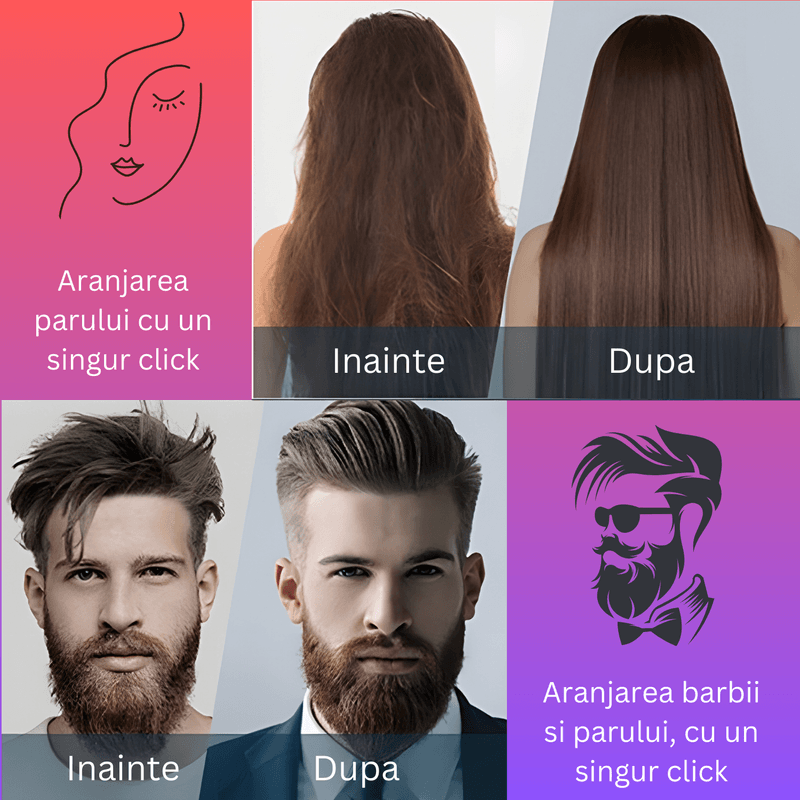 Ingrijire personala si Cosmetice - Aparate & accesorii ingrijire personala - Hair styling - Perii de par electrice - Perie Electrica Wireless Fara Fir, SELERIS®, 160 / 170 / 190° C, 2600 mAh, USB-C, Portabila, Umed si Uscat, Rosu - Infinity.ro