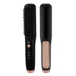 Ingrijire personala si Cosmetice - Aparate & accesorii ingrijire personala - Hair styling - Perii de par electrice - Perie Electrica  2 in 1 Fara Fir, SELERIS®, Indreptare, 160 / 180 / 200° C, PTC, Ionizare, Portabila, USB-C, Negru Auriu - Infinity.ro
