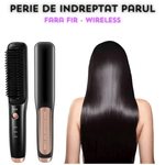 Ingrijire personala si Cosmetice - Aparate & accesorii ingrijire personala - Hair styling - Perii de par electrice - Perie Electrica  2 in 1 Fara Fir, SELERIS®, Indreptare, 160 / 180 / 200° C, PTC, Ionizare, Portabila, USB-C, Negru Auriu - Infinity.ro