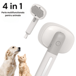 Petshop - Ingrijire si Igiena - Produse uz extern - Perii si manusi - Perie Multifunctionala 4 in 1 Animale de Companie, SELERIS®, Lampa Wood UVA, 2000mAh, Ioni Negativi, Masaj Vibratii, Gri - Infinity.ro