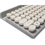 PC, gaming si accesorii - Periferice PC - Tastaturi - Set Tastatura si Mouse Wireless 2.4 GHz, Design Retro, SELERIS ®, Suport Telefon/Tableta, Wireless, 102 Taste, Crem/Gri - Infinity.ro