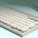 PC, gaming si accesorii - Periferice PC - Tastaturi - Set Tastatura si Mouse Wireless 2.4 GHz, Design Retro, SELERIS ®, Suport Telefon/Tableta, Wireless, 102 Taste, Crem/Gri - Infinity.ro