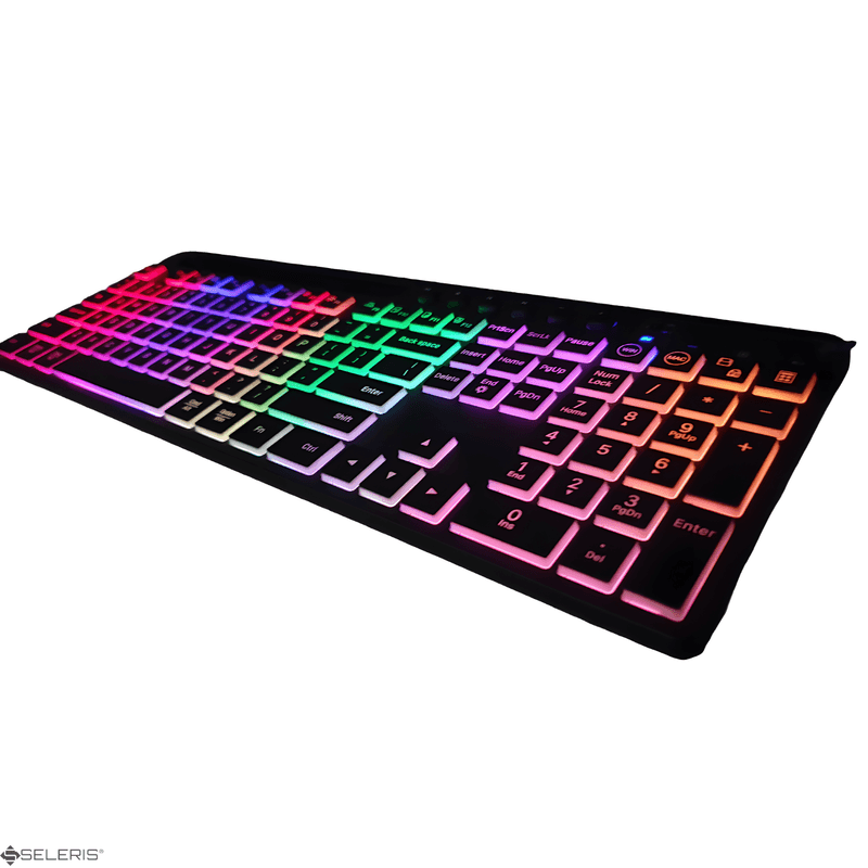 PC, gaming si accesorii - Periferice PC - Tastaturi - Set Tastatura-Mouse Wireless 2.4 GHz, SELERIS®, Win/MacOS, RGB, Suport Telefon/Tableta, USB C/1000mAh/500mAh, 114 taste - Infinity.ro