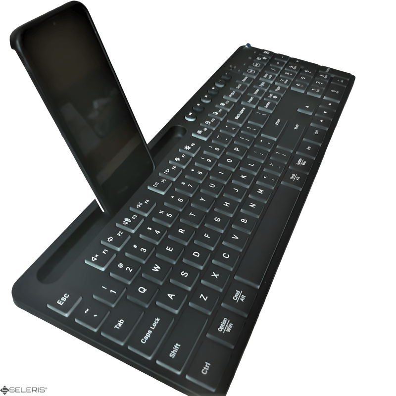 PC, gaming si accesorii - Periferice PC - Tastaturi - Set Tastatura-Mouse Wireless 2.4 GHz, SELERIS®, Win/MacOS, RGB, Suport Telefon/Tableta, USB C/1000mAh/500mAh, 114 taste - Infinity.ro