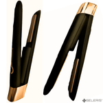 Ingrijire personala si Cosmetice - Aparate & accesorii ingrijire personala - Hair styling - Placi de indreptat parul - Mini placa de par portabila, SELERIS®, 160°C,180°C,200°C, 4800mAh, USB C, design compact si usor, Lat, Negru-Auriu - Infinity.ro
