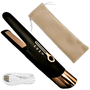 Mini placa de par portabila, SELERIS®, 160°C,180°C,200°C, 4800mAh, USB C, design compact si usor, Lat, Negru-Auriu