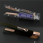 Ingrijire personala si Cosmetice - Aparate & accesorii ingrijire personala - Hair styling - Placi de indreptat parul - Mini placa de par portabila, SELERIS®, 160°C,180°C,200°C, 4800mAh, USB C, design compact si usor, Lat, Negru-Auriu - Infinity.ro