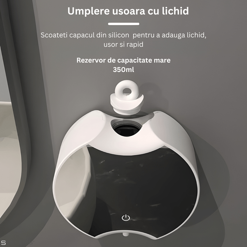 Casa si Gradina - Sanitare - Suporturi si accesorii baie - Dispensere - Dispenser Automat Tactil, Sapun Spuma, SELERIS, 3 Niveluri de Spuma, 350ml, USB-C, 2600 mAh, Oglinda HD, Fara Gauri, Alb - Infinity.ro