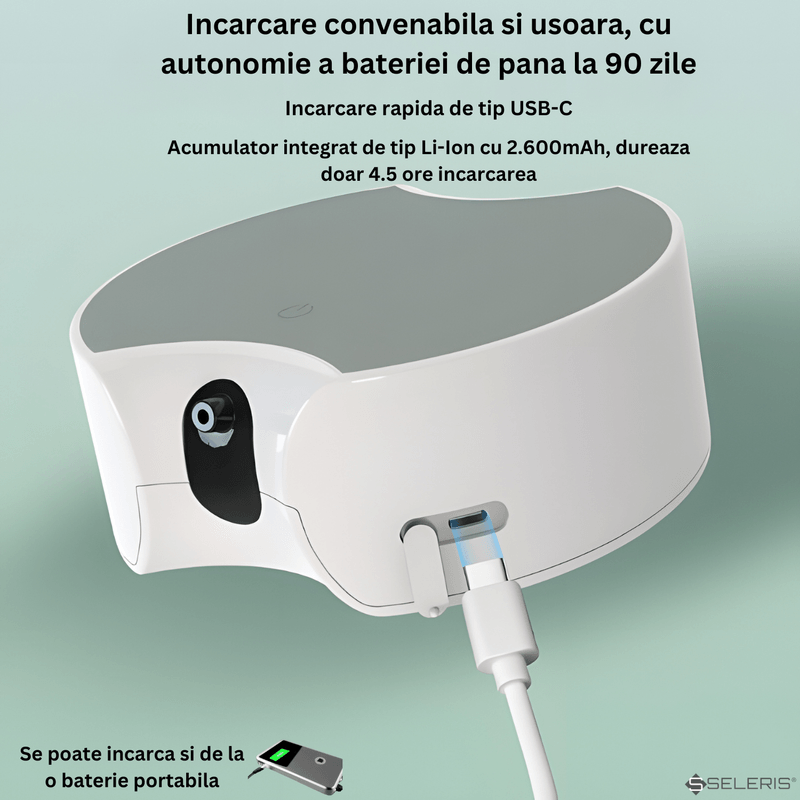 Casa si Gradina - Sanitare - Suporturi si accesorii baie - Dispensere - Dispenser Automat Tactil, Sapun Spuma, SELERIS, 3 Niveluri de Spuma, 350ml, USB-C, 2600 mAh, Oglinda HD, Fara Gauri, Alb - Infinity.ro