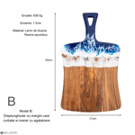 Casa si Gradina - Bucatarie si vesela - Ustensile bucatarie - Tocatoare de bucatarie - Tocator Ocean Wave, lemn Acacia, Rasina Epoxidica Lucrat Manual, SELERIS®, Taiat/Servit, Dreptunghic cu Maner, Model B - Infinity.ro