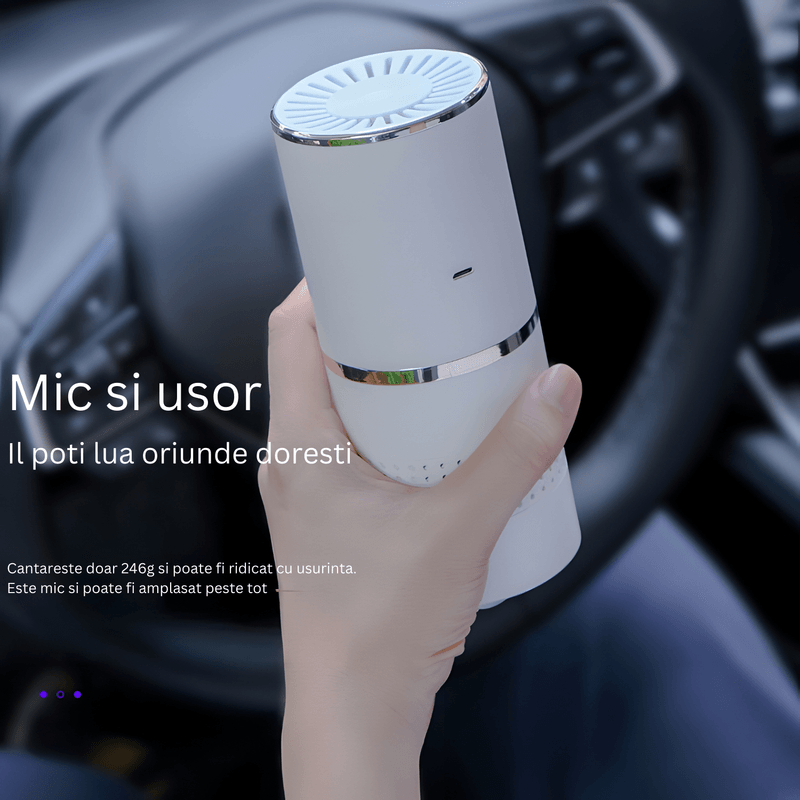 Electronice si Electrocasnice - Climatizare si sisteme de incalzire - Aparate filtrare aer - Purificatoare de aer - Mini Purificator de Aer cu Aromaterapie, SELERIS®, PM 2.5, Fara Filtru, Ioni 500 pcs/m2, 7 culori, 10mp, USB Dual, Alb - Infinity.ro