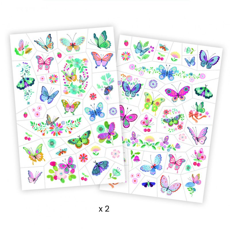 Jucarii, Copii si Bebe - Jucarii si jocuri - Jucarii de rol - Frumusete, bijuterii si accesorii fetite - Tatuaje cu fluturi si sclipici, Djeco - Infinity.ro