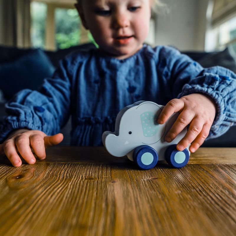 Jucarii, Copii si Bebe - Jucarii si jocuri - Jucarii bebelusi - Jucarii de tras/impins - Elefant - jucarie din lemn cu roti, Orange Tree Toys - Infinity.ro