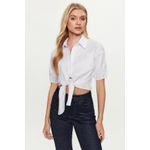Fashion, accesorii si bijuterii - Femei - Imbracaminte femei - Camasi si bluze femei - Camasa dama Guess regular fit cu nod frontal W3GH71 XL INTL Alb - Infinity.ro