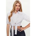 Fashion, accesorii si bijuterii - Femei - Imbracaminte femei - Camasi si bluze femei - Camasa dama Guess regular fit cu nod frontal W3GH71 XL INTL Alb - Infinity.ro