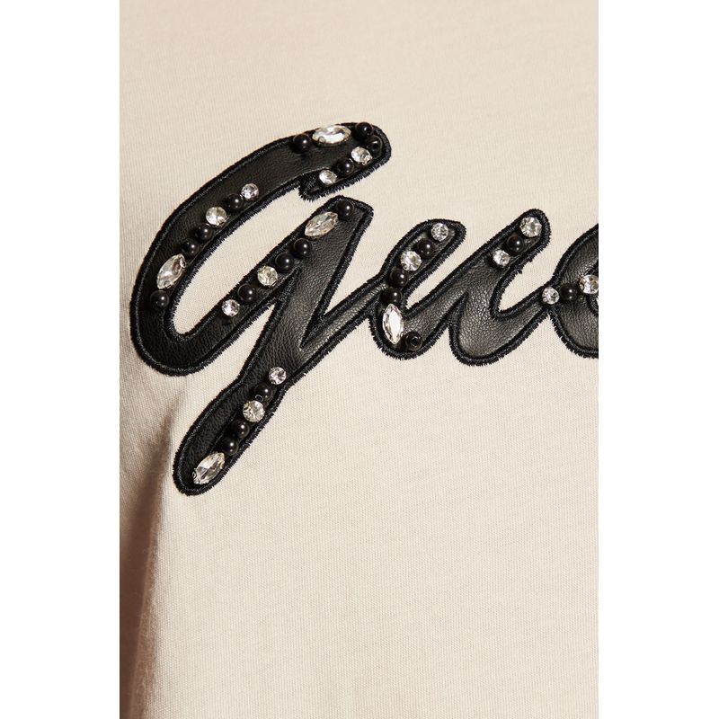 Fashion, accesorii si bijuterii - Femei - Imbracaminte femei - Tricouri si topuri femei - Tricou Dama Guess Nichita W2BI15 XS INTL Bej - Infinity.ro