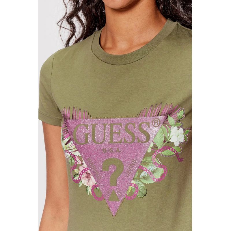 Fashion, accesorii si bijuterii - Femei - Imbracaminte femei - Tricouri si topuri femei - Tricou Dama Guess W2YI29 S INTL Verde - Infinity.ro