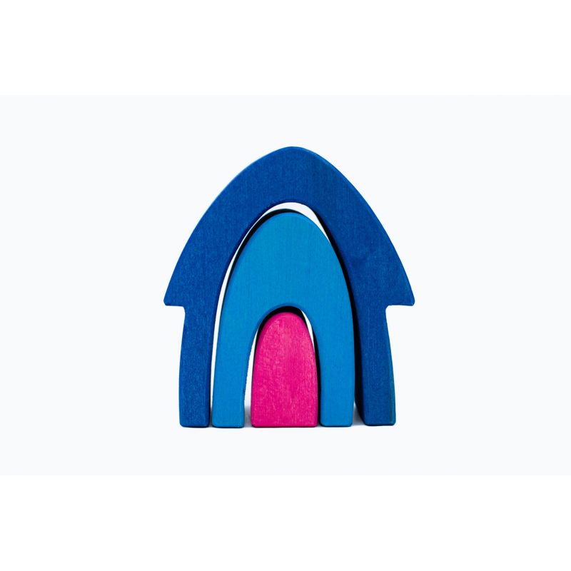 Jucarii, Copii si Bebe - Jucarii si jocuri - Seturi de constructie si cuburi - Seturi de constructie - Set handmade Marc toys, Casuta din povesti Bleu - Infinity.ro