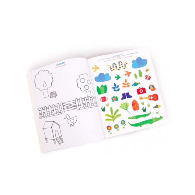 Carti si Birotica - Carti - Carti pentru copii - Activitati extracurriculare - Carte de desen cu abtibilduri Engleza-Franceza, Moulin Roty - Infinity.ro