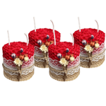 Casa si Gradina - Decoratiuni - Aromaterapie si lumanari - Lumanari si candele - Set 4 lumanari BLOOMANT din ceara naturala Handmade, decorate cu flori naturale uscate, H5 cm/D5 cm, Rosu - Infinity.ro