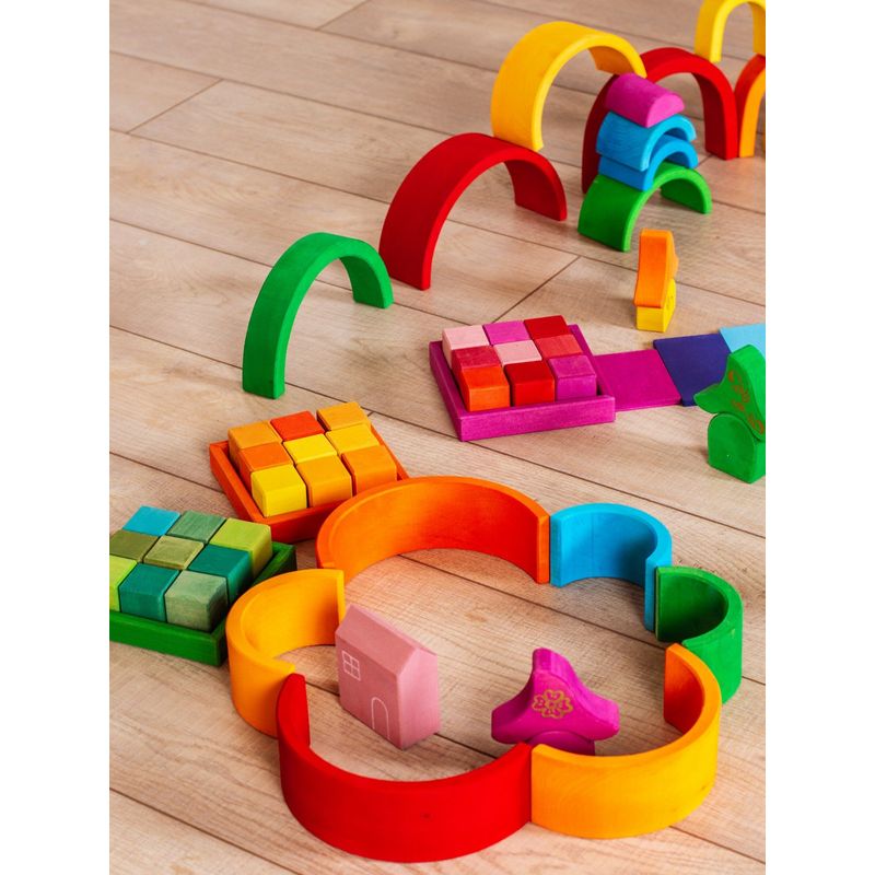 Jucarii, Copii si Bebe - Jucarii si jocuri - Seturi de constructie si cuburi - Seturi de constructie - Set Handmade, Curcubeu Arcada Mica Albastru - Infinity.ro