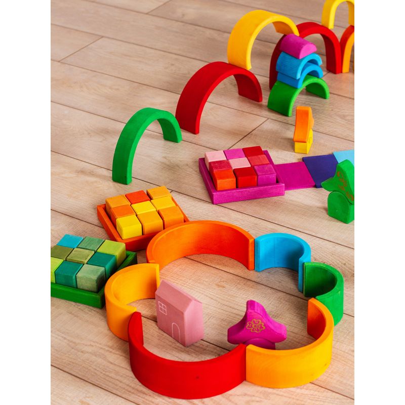 Jucarii, Copii si Bebe - Jucarii si jocuri - Seturi de constructie si cuburi - Seturi de constructie - Set Handmade, Curcubeu Arcada Mica Albastru - Infinity.ro