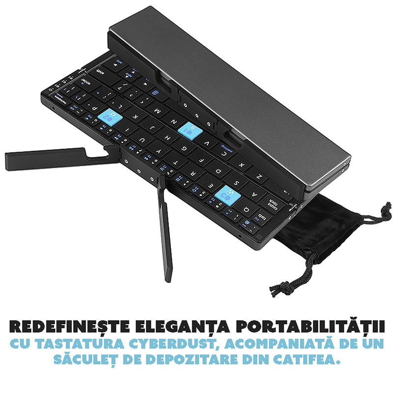 Laptop, Telefoane si Tablete - Telefoane mobile si accesorii - Accesorii Telefoane - Alte accesorii telefoane - Tastatura pliabila CYBERDUST, Compacta, Compatibila cu dispozitive iOS si Android, Suport magnetic ascuns, Silentioasa - Infinity.ro